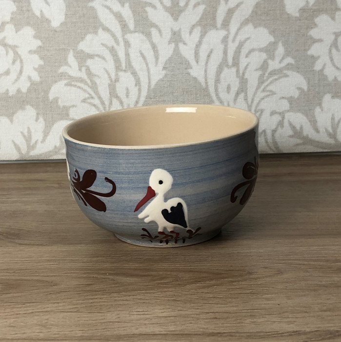 Bowl blue bruch with stork