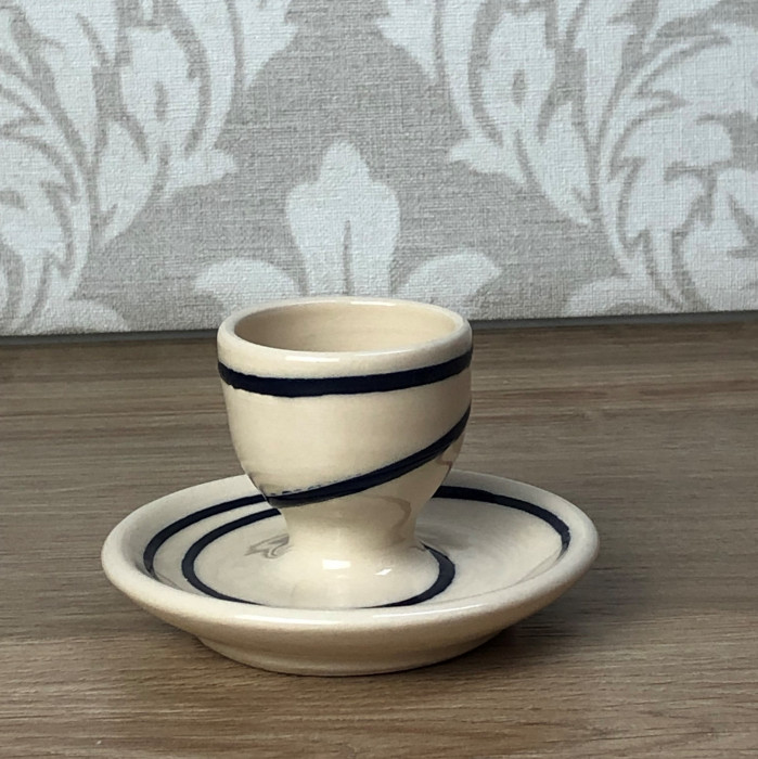 Eggcup  cream with blue ringed