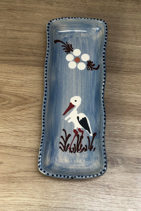 Spoon rest blue brush with stork
