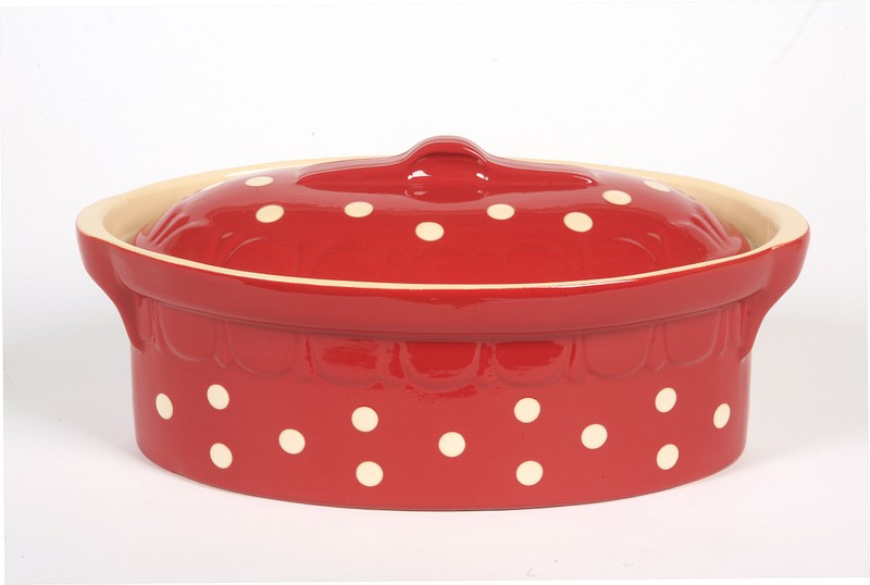 Terrine rouge gros pois 38cm N�2