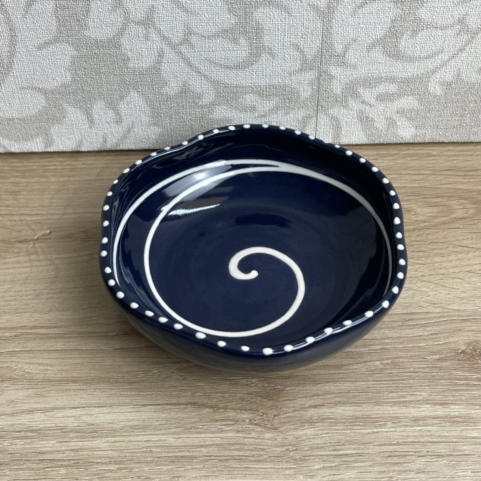 Coupelle ondulé bleu cerclé