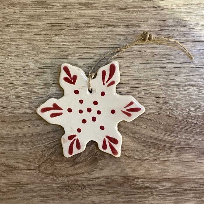 Floçon blanc motif rouge