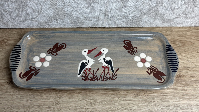 Plat à cake bleu clair cigognes