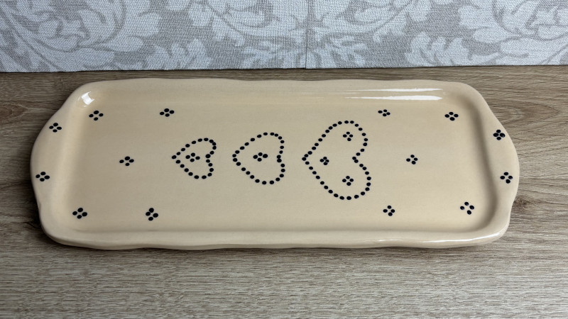 Plat à cake crème coeur bleu