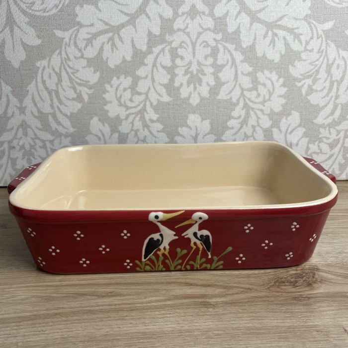 Plat à gratin rectangulaire rouge cigogne