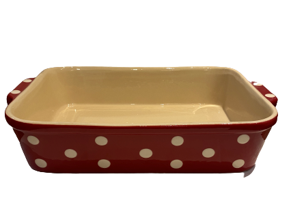 Plat carré rouge gros pois