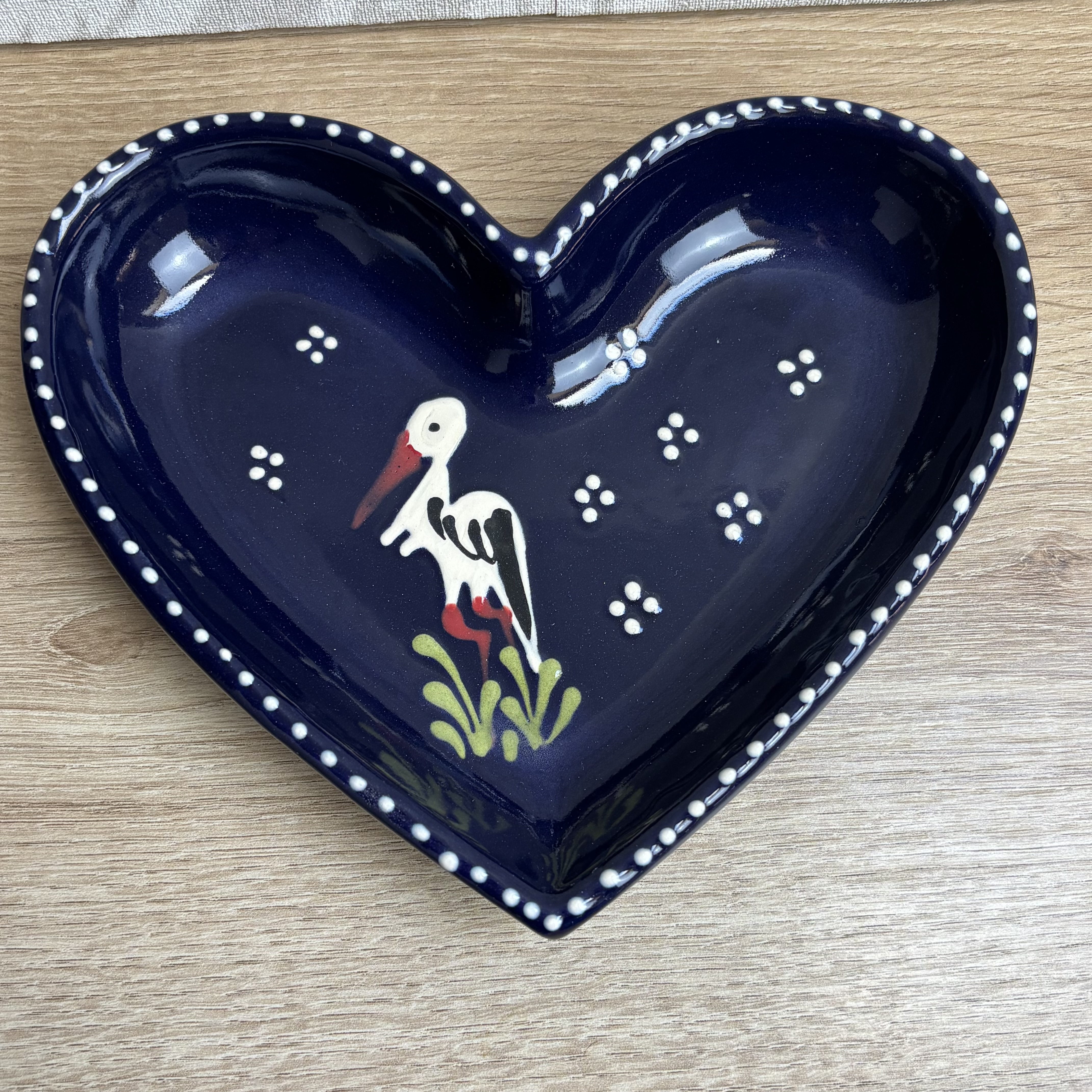 Plat coeur bleu cigogne