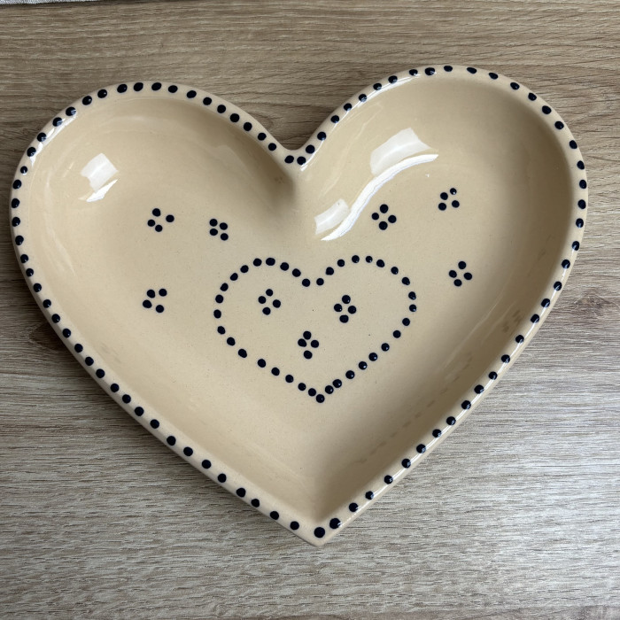 Plat coeur crème coeur bleu