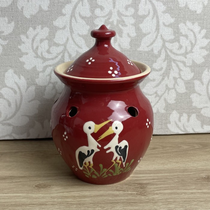 Pot à ail rouge cigogne
