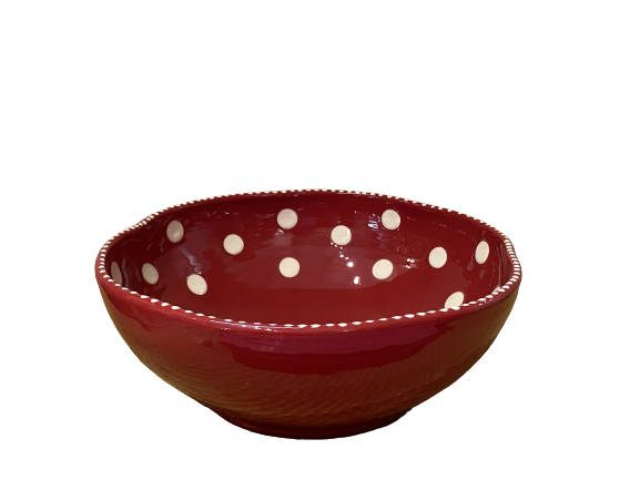 saladier ondulé rouge gros pois