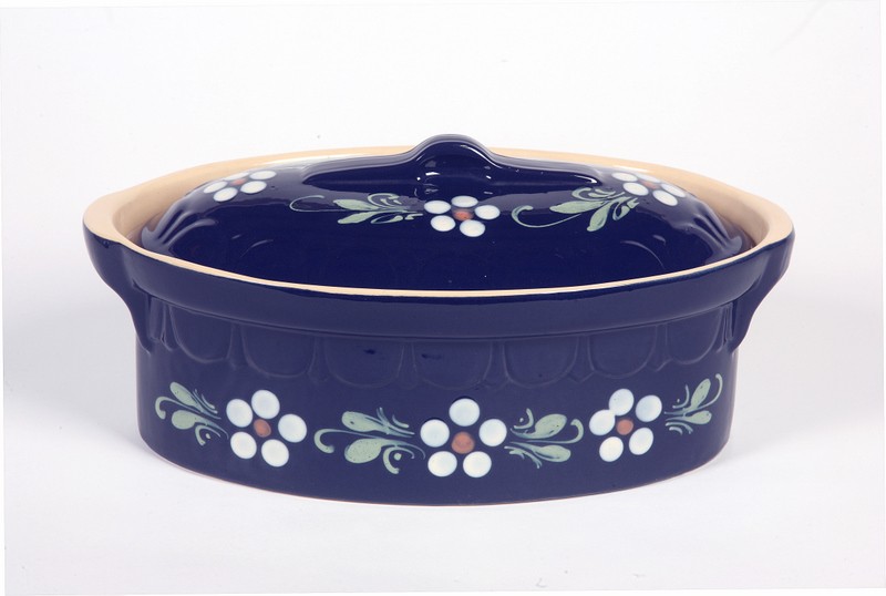 Terrine à Baeckeoffe blue with flowers 34cm N° 3