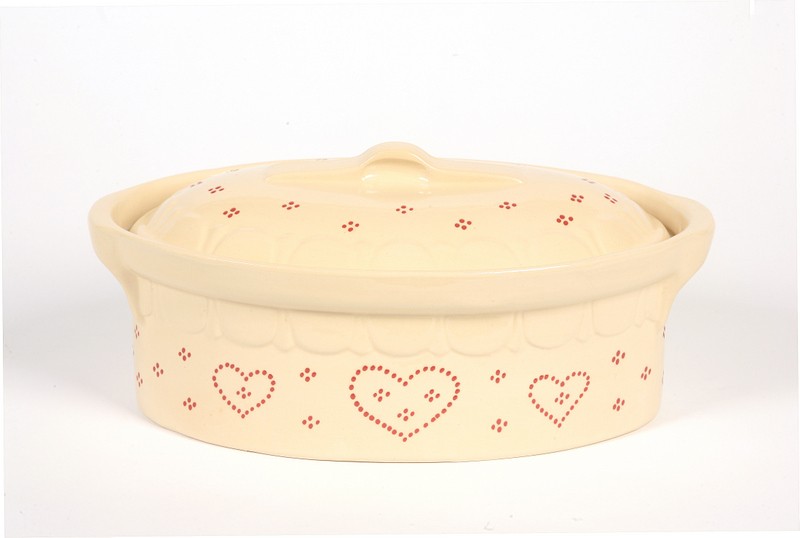 Terrine à Baeckeoffe cream with heart 34cm N° 3 - Poterie Lehmann  Soufflenheim