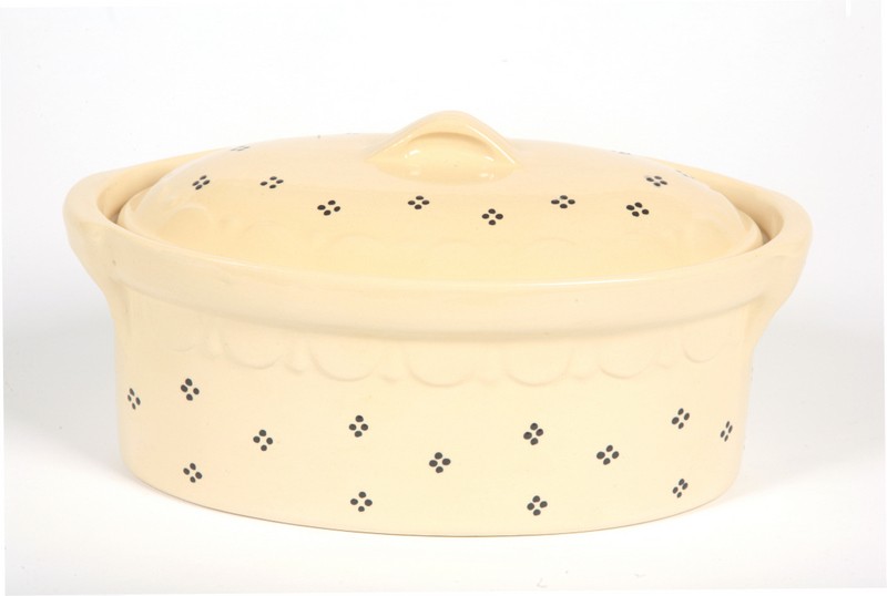 Terrine crème points bleu 25cm N°5