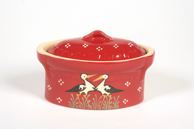 Terrine rouge cigognes 22cm N°7