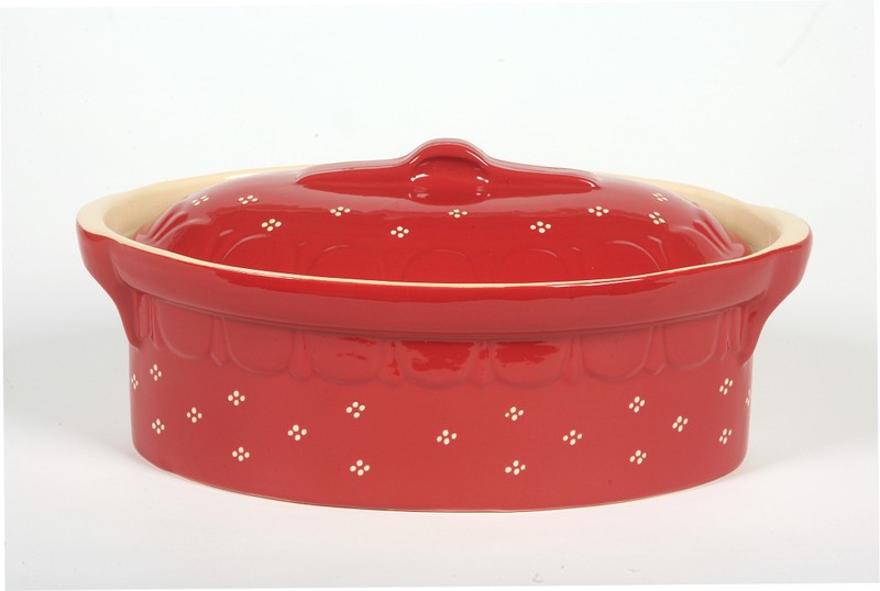 Terrine rouge points 34 cm N° 3 pour 4 personnes