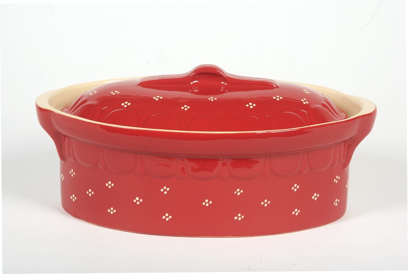 Terrine rouge points 42 cm  N°1 pour 8 personnes
